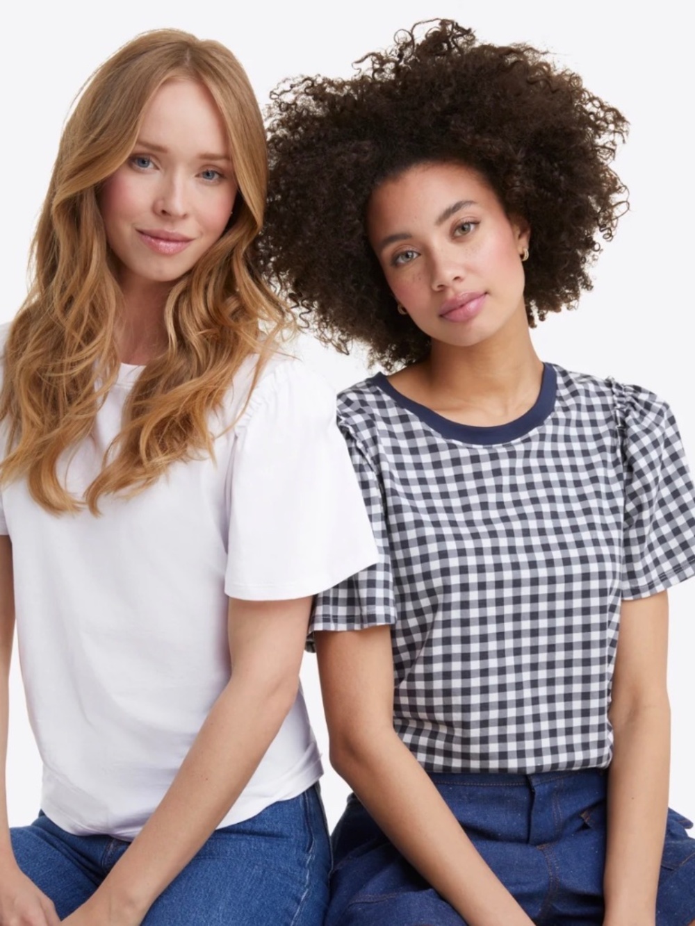 DRAPER JAMES | Natalie Navy Gingham Sweatshirt | Size S